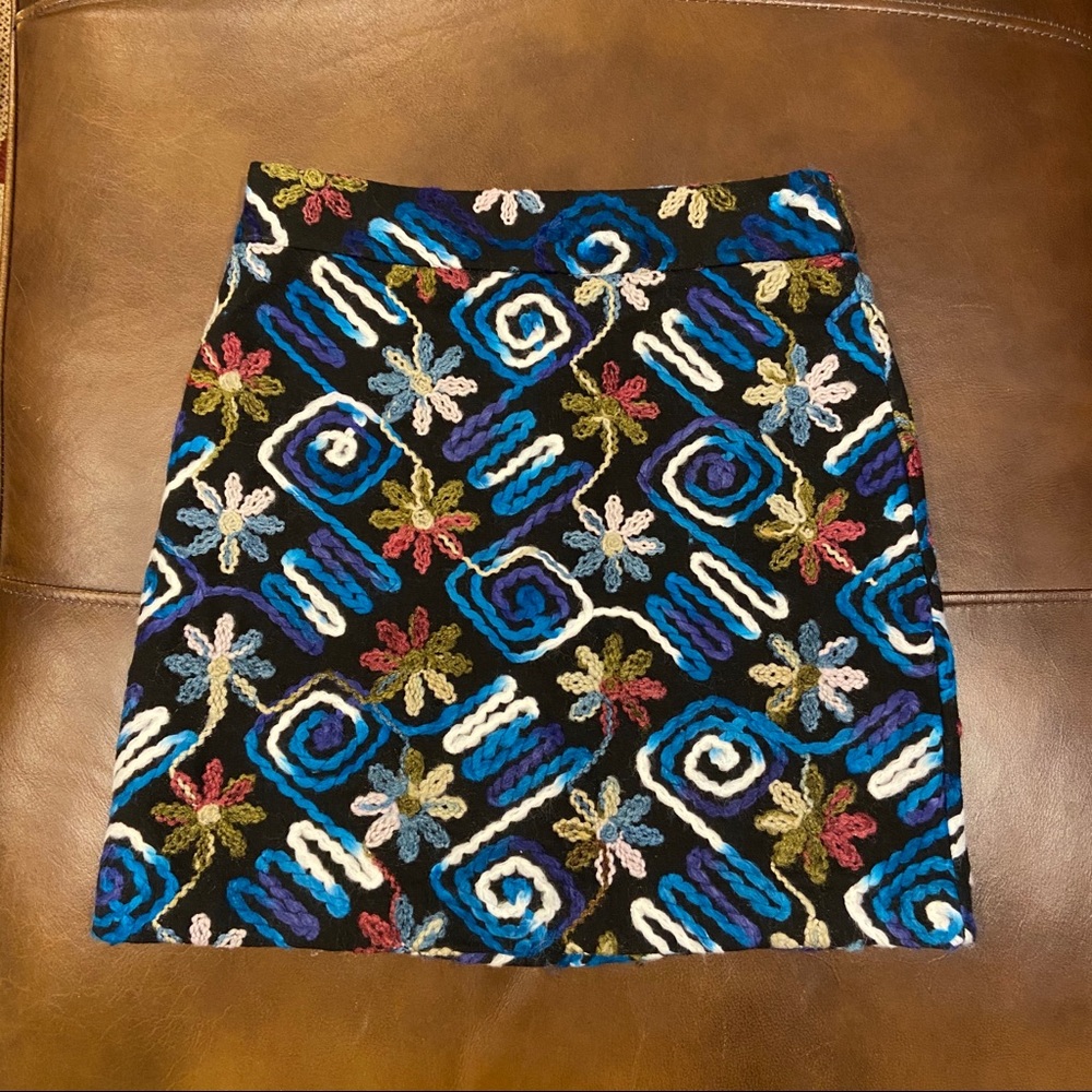 Zara Embroidered Floral Multicolor Mini Skirt